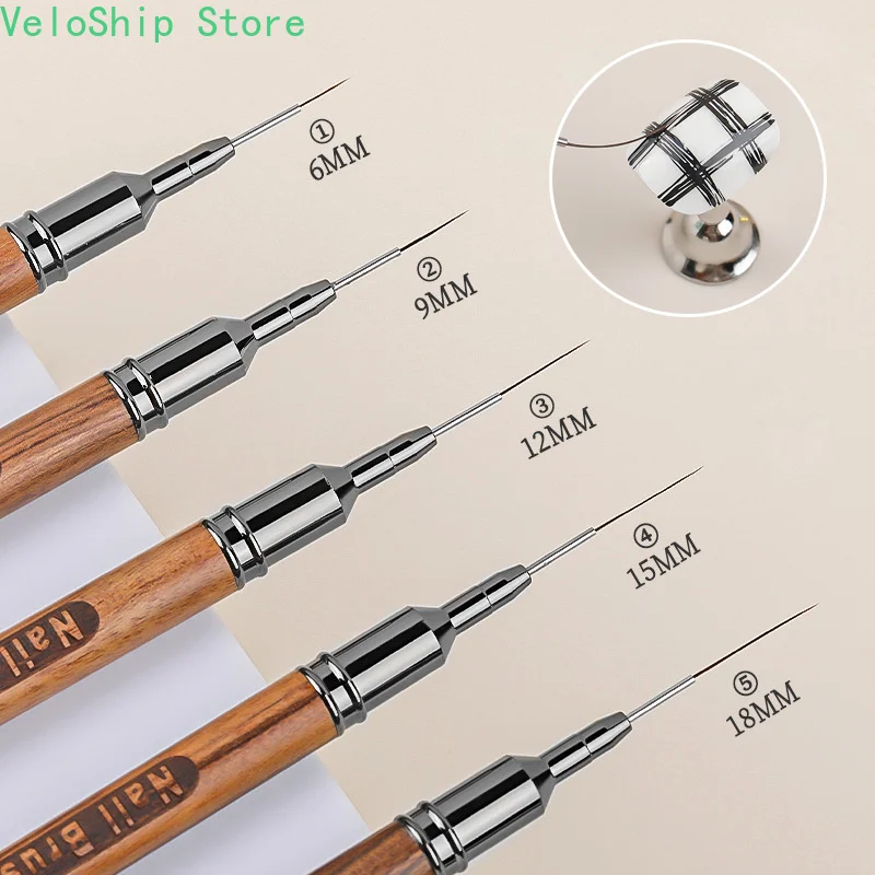 Pincel delineador para uñas con mango de madera, profesional, DIY, herramienta de dibujo, líneas precisas, rayas, pintura floral, para gel UV, salón de belleza 2