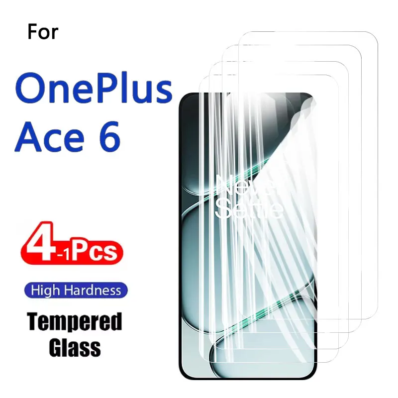 1–4 Stück Displayschutzfolien für OnePlus Ace 6 Ace6, gehärtetes Glas, Kristall, 9H, hohes Aluminium, kratzfestes Gehäuse, freundlicher Fingerabdruck