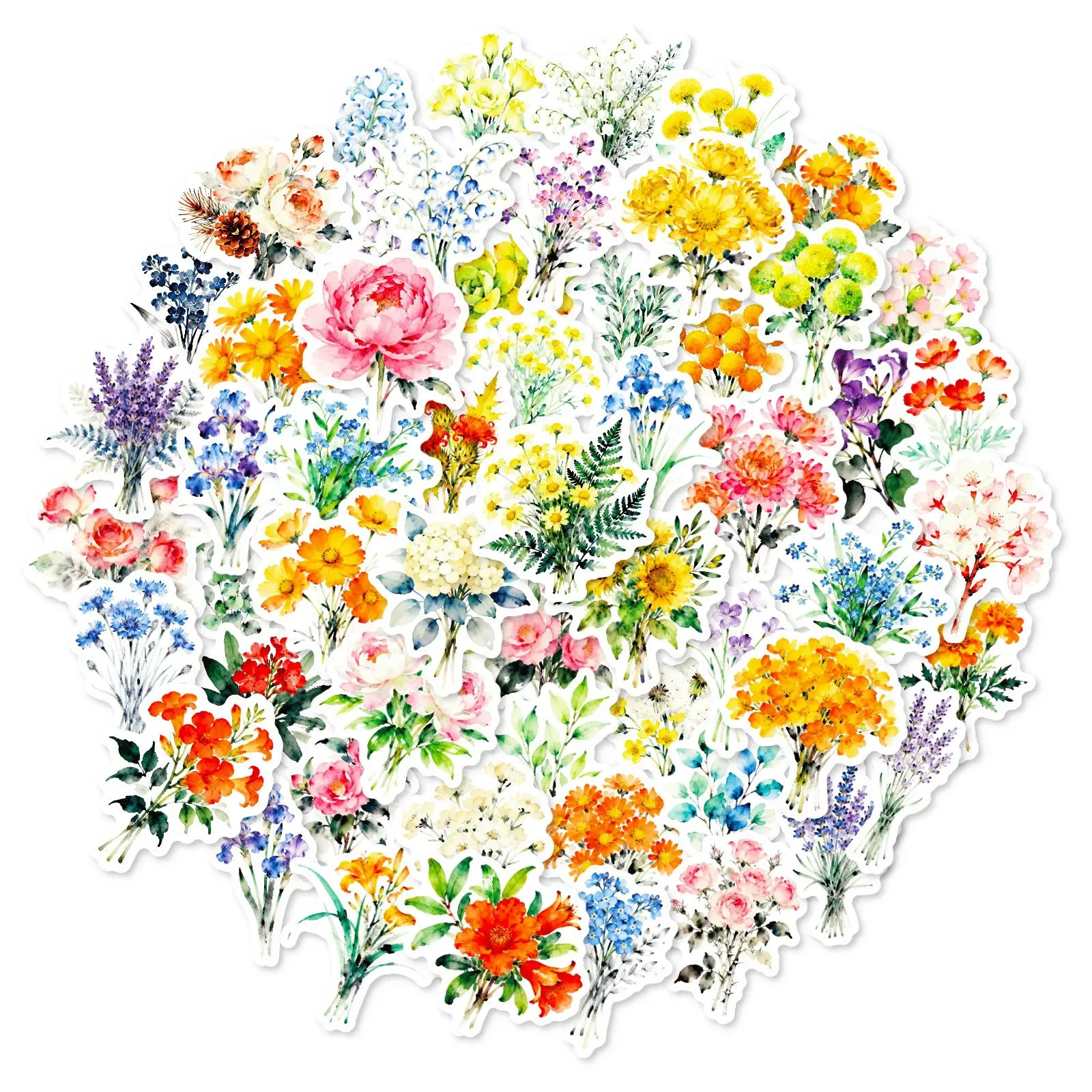 

10/56PCS Watercolor Flowers Cartoon Stickers Beautiful Flowers Graffiti Decal DIY Laptop Phone Cup Guitar Fun of Kid Party Gifts