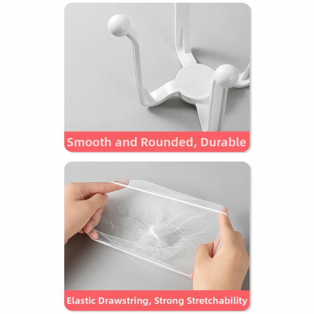 New Plastic Kitchen Sink Strainer Open Storage with 50 Filter Mesh Sink Drain Rack White Anti-Clog Sink Filter Screens Home Use