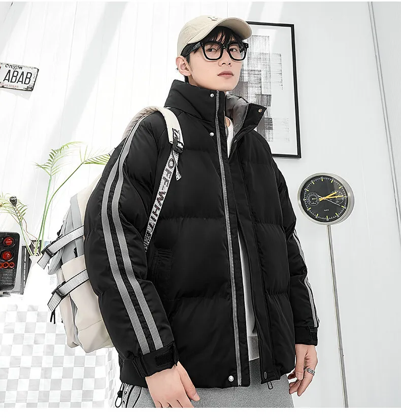 

2025 men's and women's same thick bread clothes, stand-up collar padded jacket, loose and thickened padded clothes.