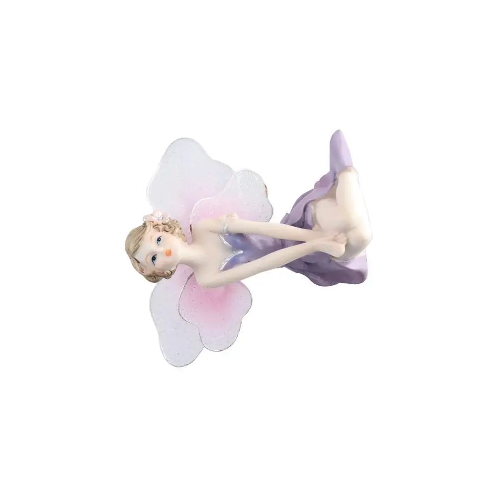 Crafts Winged Flower Fairy Figurine Resin Beautiful Girl Fairy Girl Miniature Purple Angel Flying Miniature Home Decor