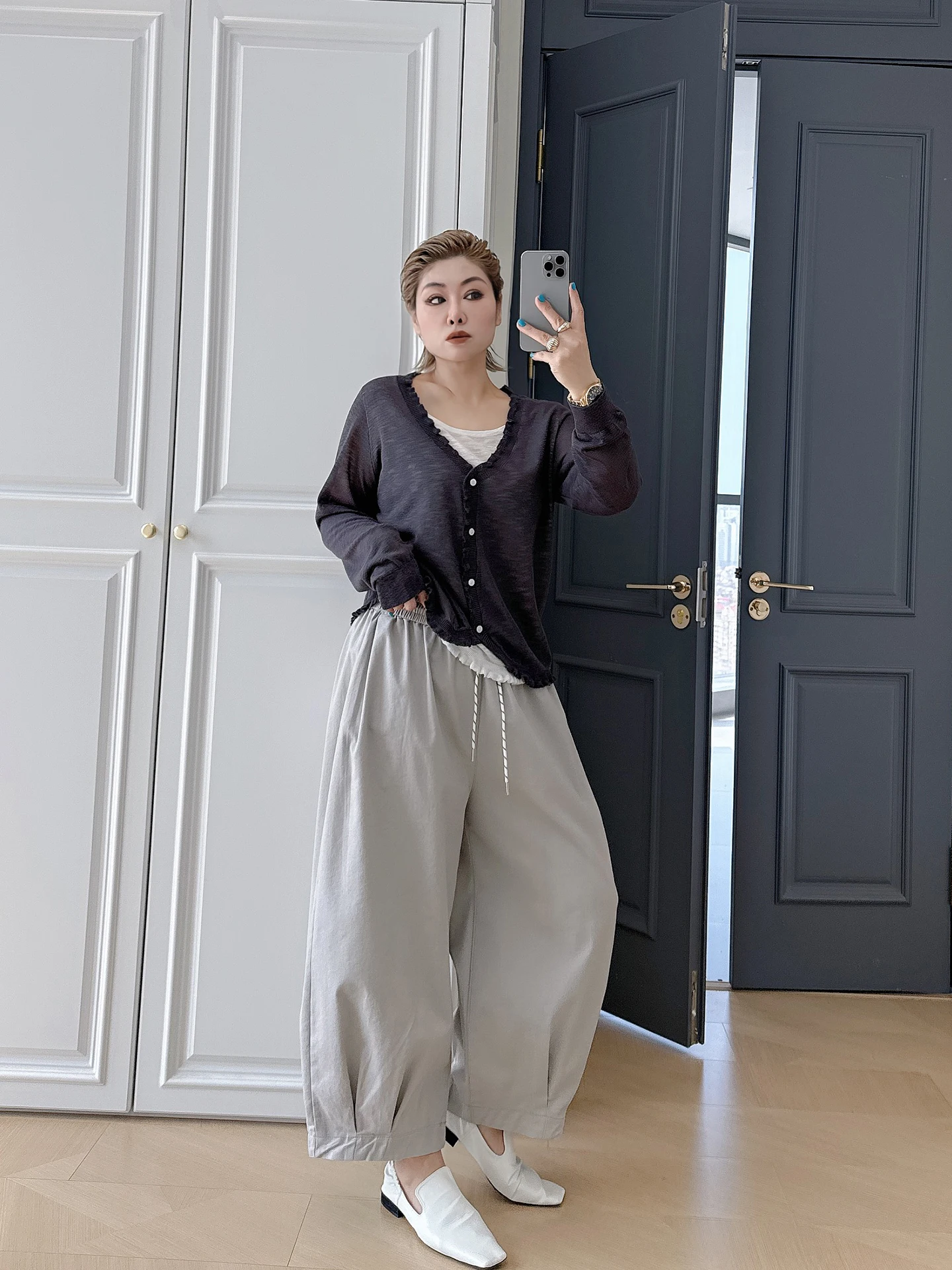 

Spring New plus Size Women's Casual High Waist Lantern Harem Pants Versatile for Heavy MM up to 200 Pounds Slimming Effect