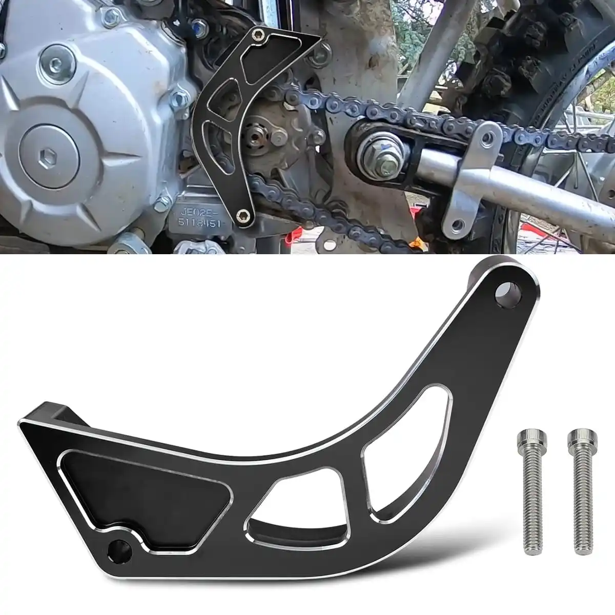 Motorräder Ritzel Abdeckung Schutz Kette Schutz Abdeckung Aluminium Schwarz Für HONDA CRF110 2013-2024 Zubehör