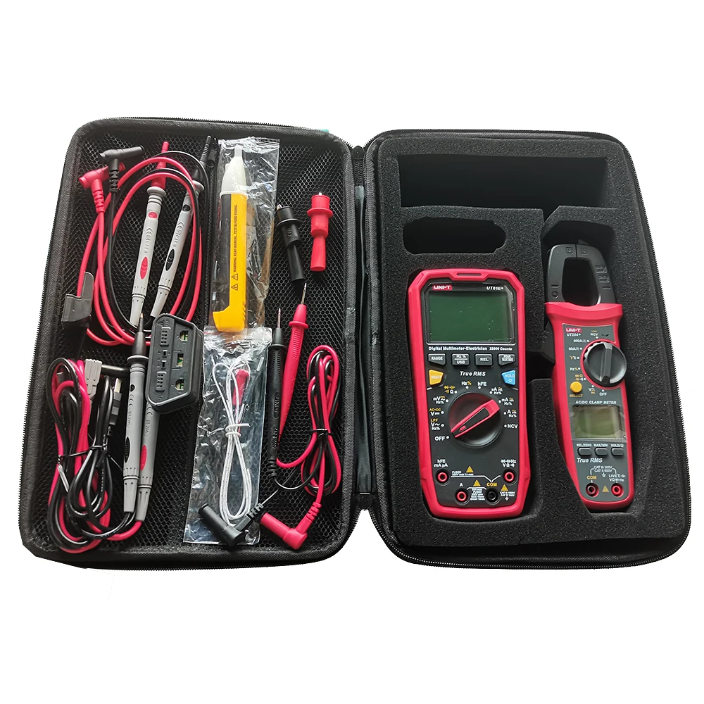 UNI-T UT210E UT204 + UT202A + UT107 + UT890C UT61E + المشبك متر المتعدد عدة مجموعة أدوات اختبار كهربائي محترف