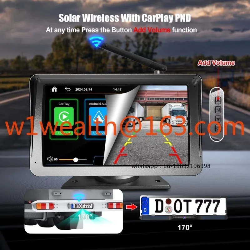 

2026 Новый DIY беспроводной солнечный радио 720P комплект камеры заднего вида высокой четкости с 7-дюймовым дисплеем для автомобилей