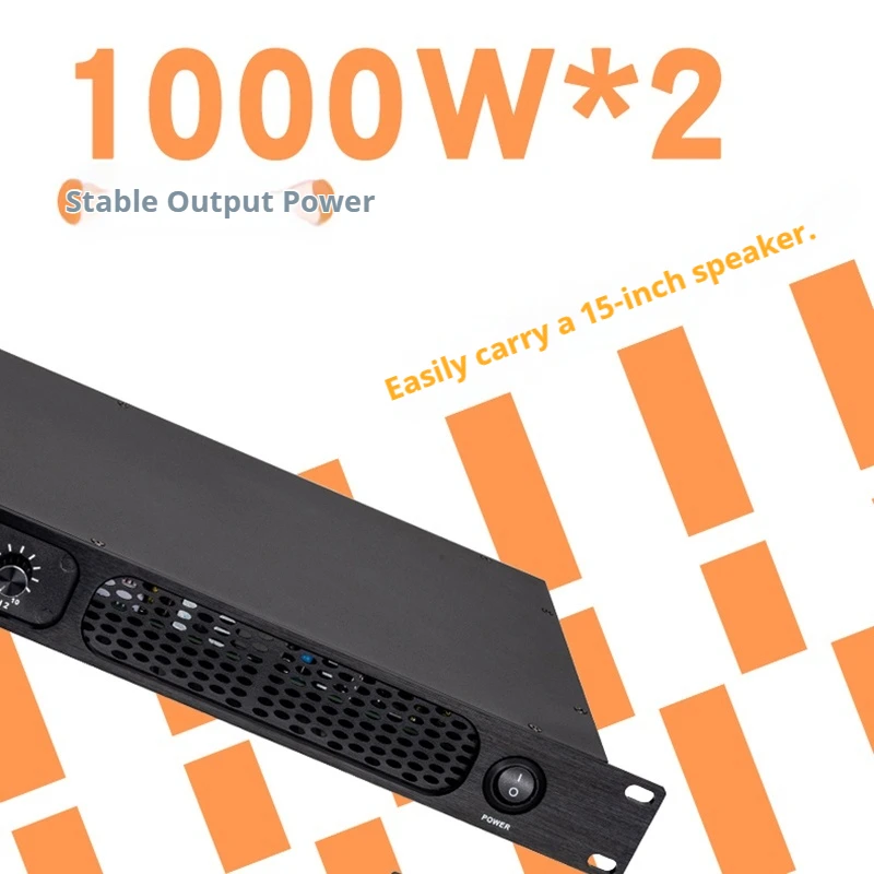 1000W 2-Channel Digital Power Amp, Rack-Mount Class-D, Stable Output for KTV/Home/Stage & 15