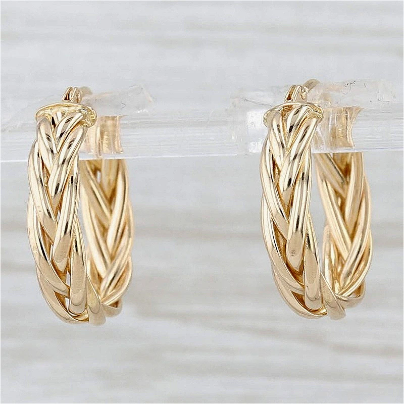 Fashion Classic Twisted Golden Plated Hoop Earrings Women's Elegant Temperament Banquet Wedding Anniversary Jewelry Accessories