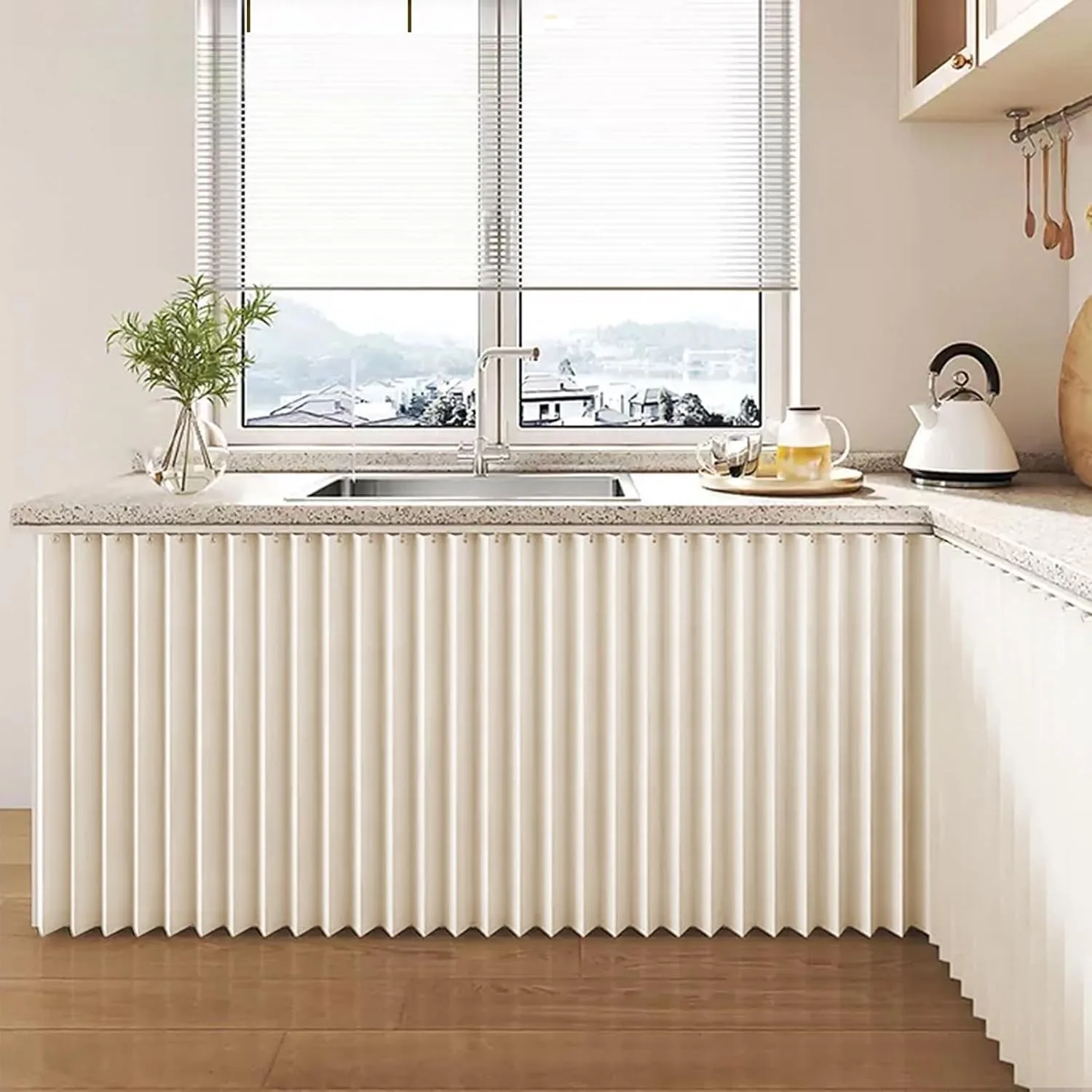 Rideau de placard accordéon avec rail de glissière silencieux, couverture de rangement pliable anti-