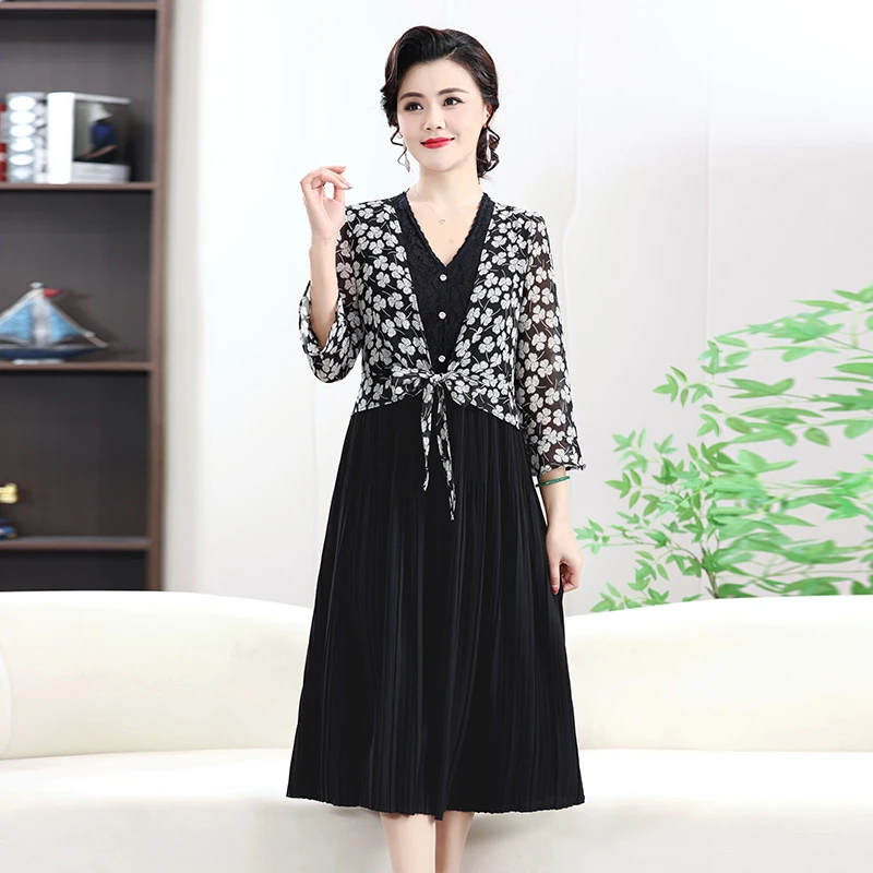 

Korean Fashion Dot Print V Neck Slim Party Elegant Dresses Women Summer Sleeveless Midi Dress Black Lace Up Shirt Sets Vestidos