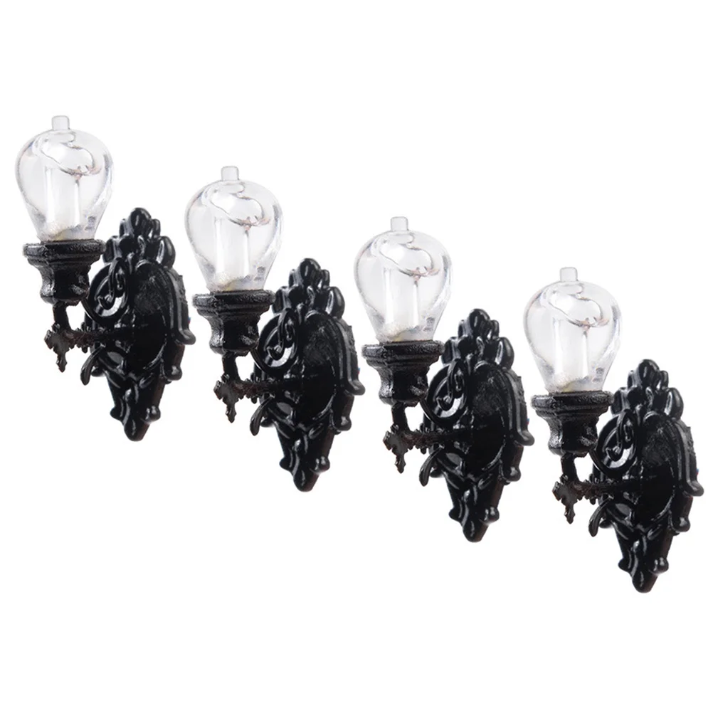 

4 Pcs Landscape Lights Dollhouse Wall Mini Lamp Miniature Abs Figurines For Crafts