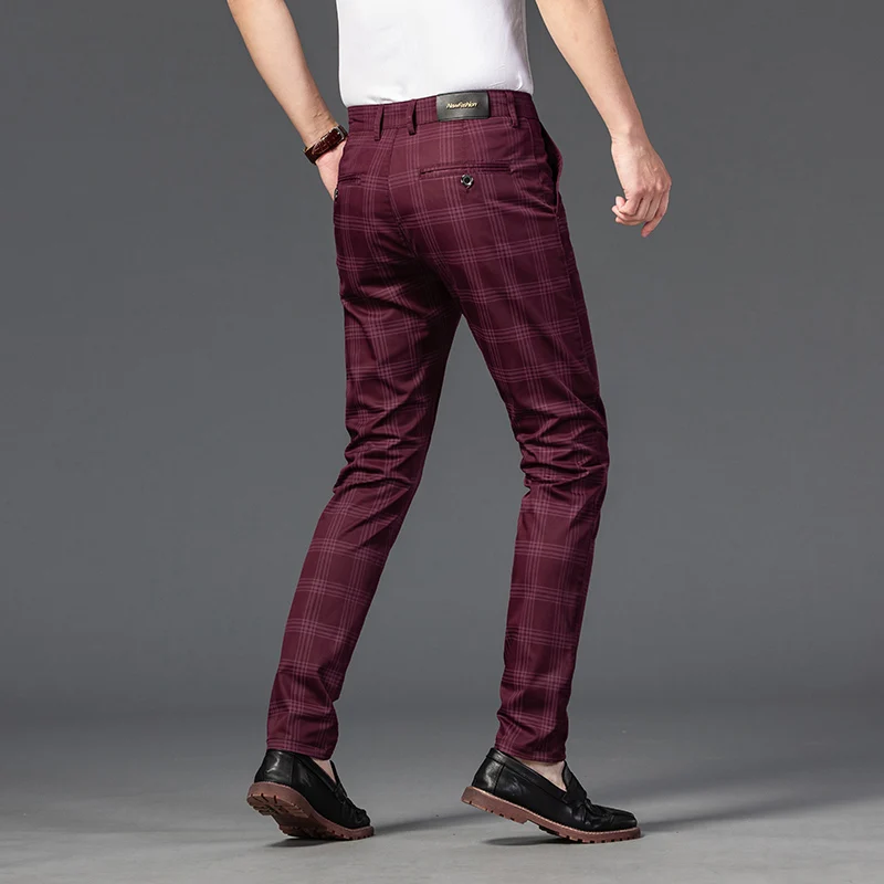 2024 New 7 Colors Brand Clothing High Quality Plaid Pants Men Classic Business Casual Full Length Formal Long Trousers Male