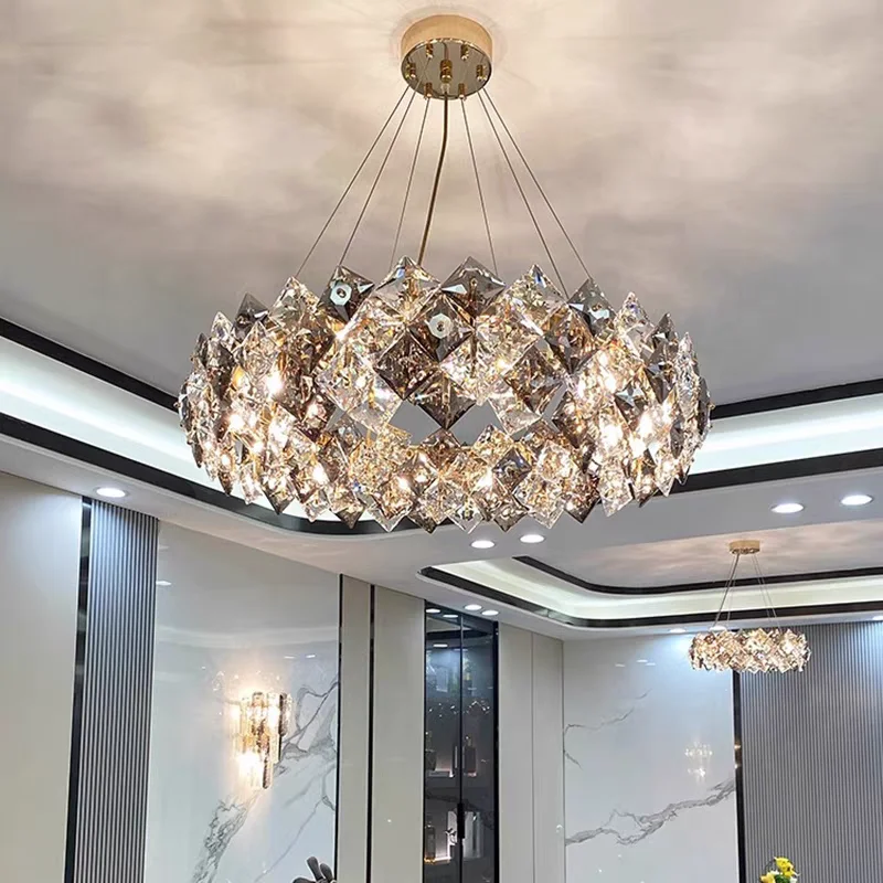 

Light luxury crystal lamp 2025 new model living room bedroom dining room high-end atmospheric circular LED pendant light