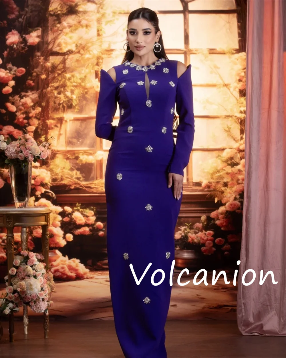 تخصيص البريق جيرسي مطرزة مستقيم مغرفة الرقبة فساتين طويلة مخصصة أحجام المناسبات المتاحة مثير #2