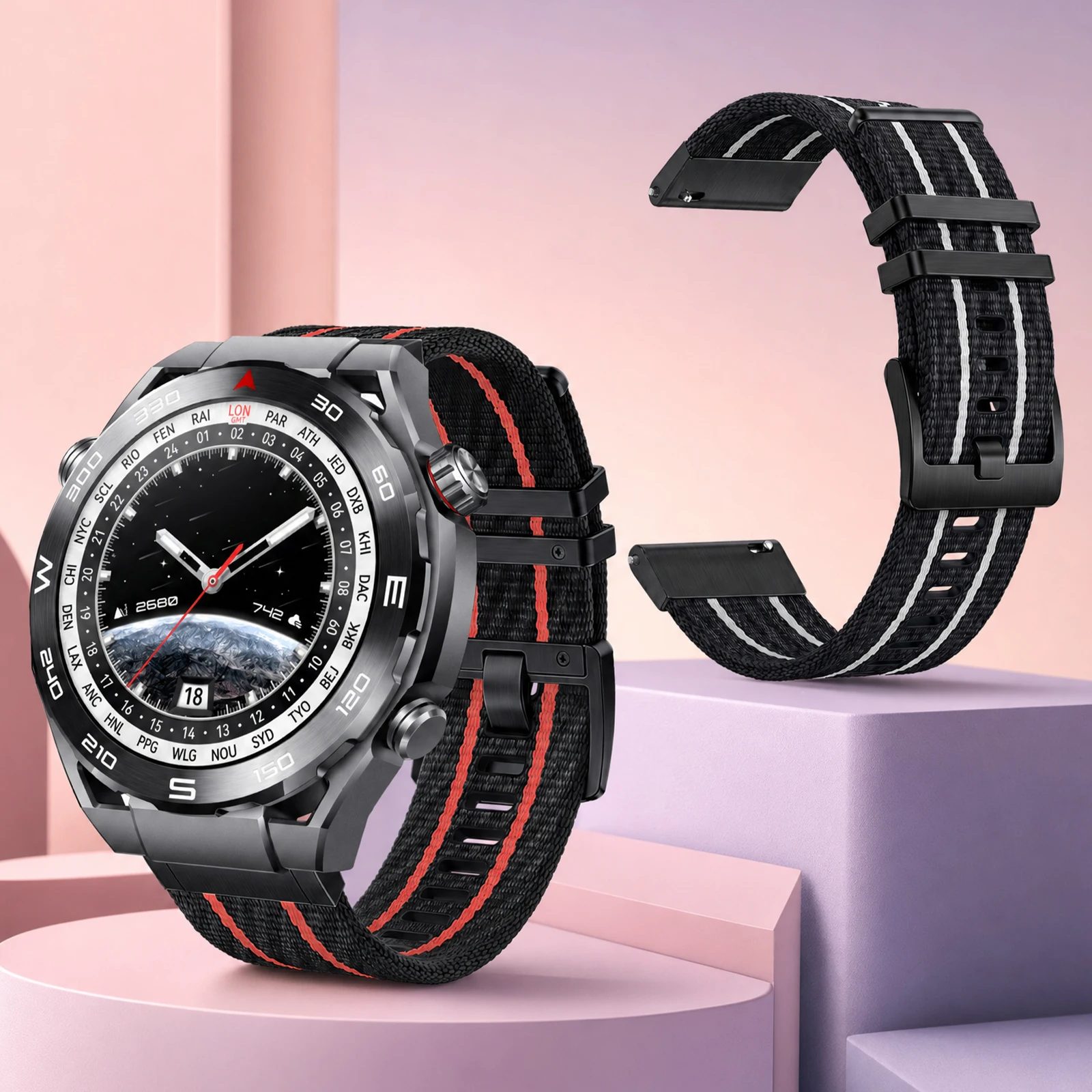 Correa de nailon de 22 mm compatible con Garmin, Suunto y Huawei