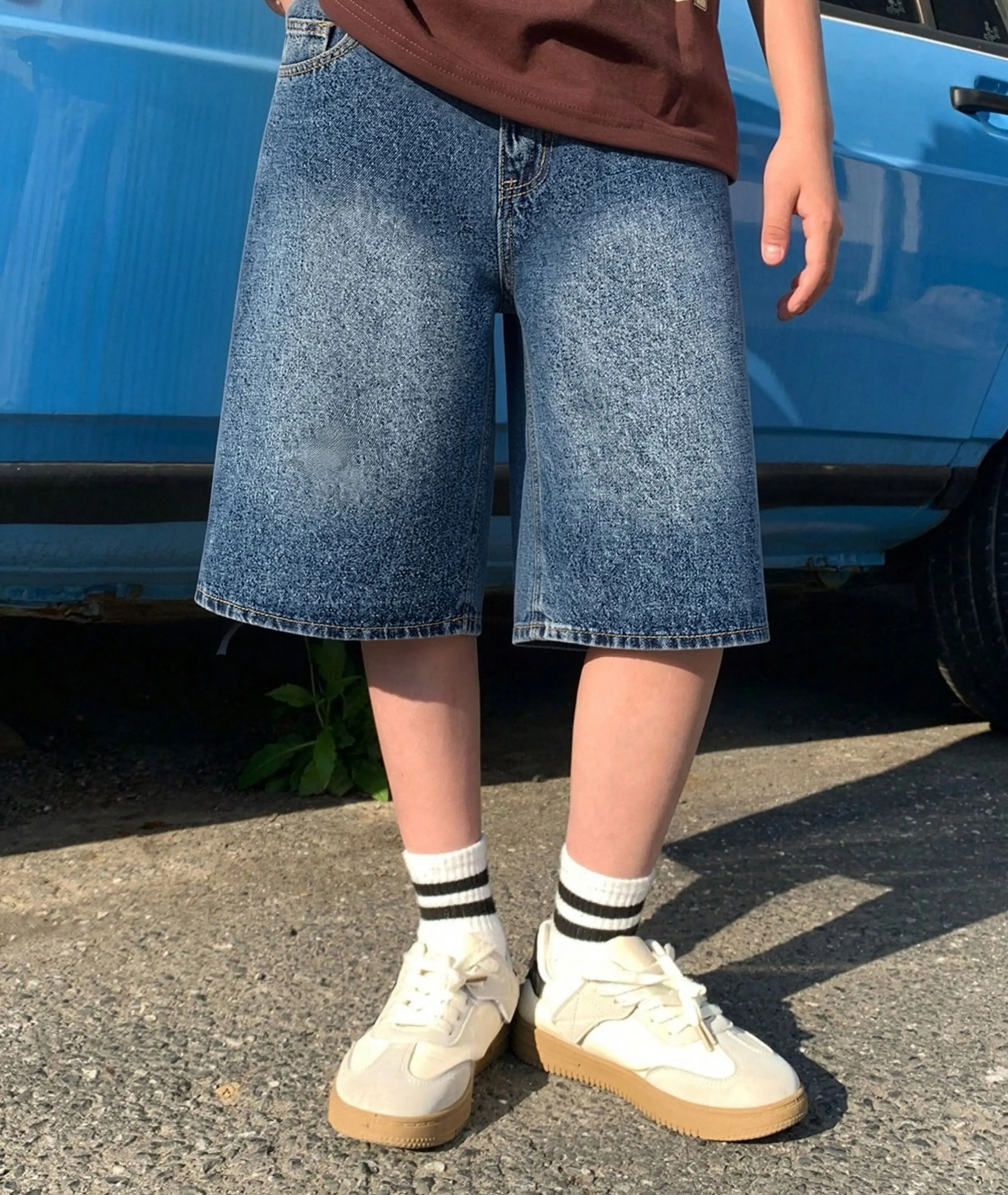 

2026 Summer New Boys Denim Shorts Trendy Loose Fit 5-Point Pants for Teens 13-16Y Fashion Blue Jeans Kids Bottoms High Quality S