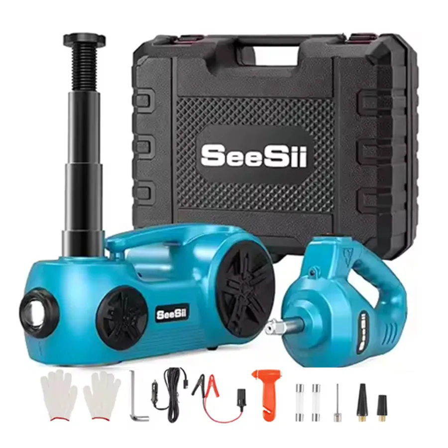

Seesii 5 Ton Electric Car Jack 12V Hydraulic Jack with Tire Inflator Pump for SUV MPV Truck Change Tires Car dismantling tools