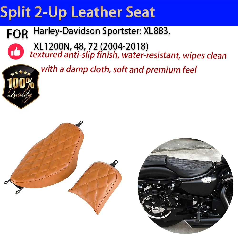 For Harley Sportster XL883 XL1200N X48 2004-2018 Split 2-Up Seat Pillion Pad No-Drill Accesorios Moto