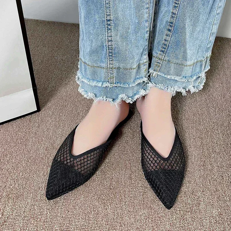 Women\'s Shoes 2023 Summer New High Quality Basic Women\'s Slippers Trend Comfortable Soft Sole Mesh Muller Slippers Zapatos Mujer