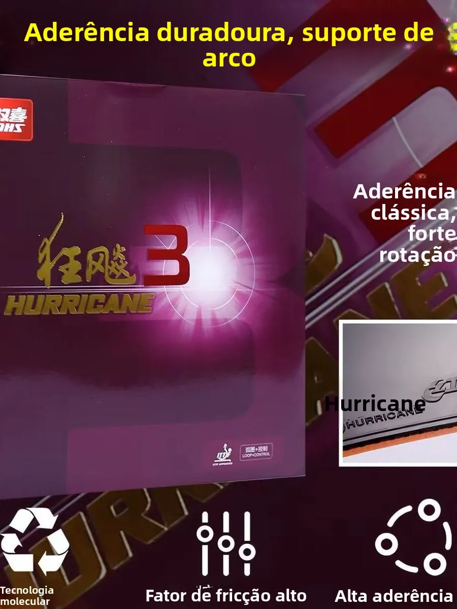 dhs-red-double-happiness-hurricane-3-table-tennis-rubber-sheet-high-adhesive-anti-gum-sponge-high-elasticity-fast-speed-stron