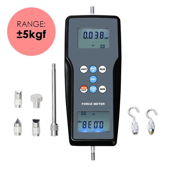 Digital Force Meter Newtonmeter High Accuracy Force Tester 99 Groups of Data, Blue Backlight for Electronics Manufacturing