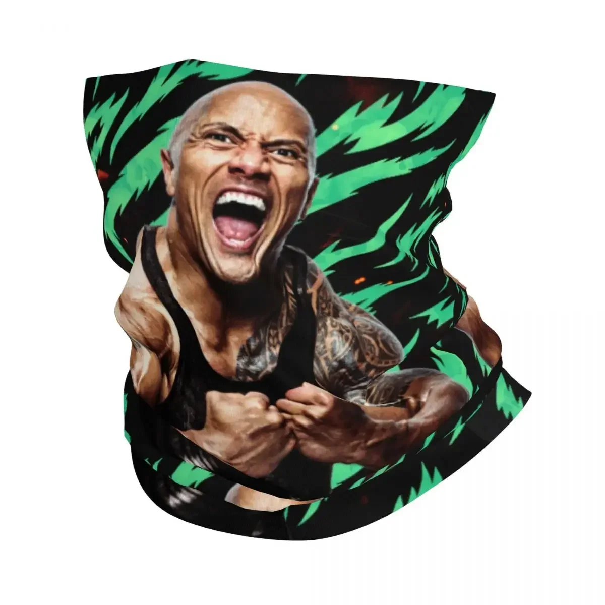 The Rock Face Dwayne Bandana Neck Gaiter UV Protection Face Scarf Cover Men Women American Actor Johnson Headband Tube Balaclava