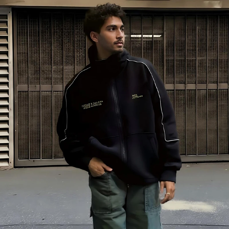 

Winter & Autumn Men's Plus-Size Thickened Warm Jacket Outdoor Sports Fleece Jacket Jacket with Large Letter Prints