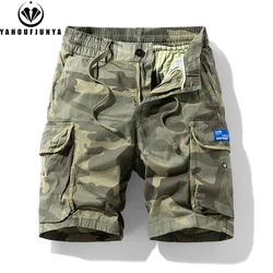 New Men Summer Outdoor Leisure Camouflage Comfortable Shorts Men Elastic Waist Loose Straight High-Quality Design Shorts Male