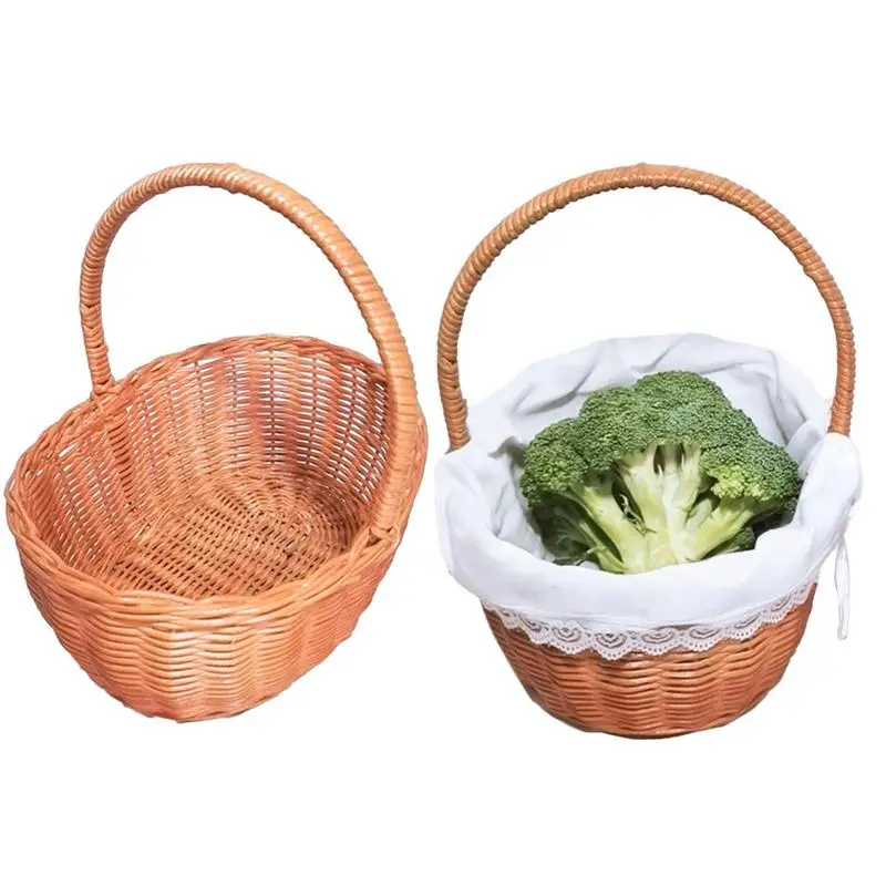 

Rattan Gift Basket Rattan Wicker Basket Garden Harvest Rattan Fruit Basket Storage Basket For Fruit Clothes Food Candy Toys