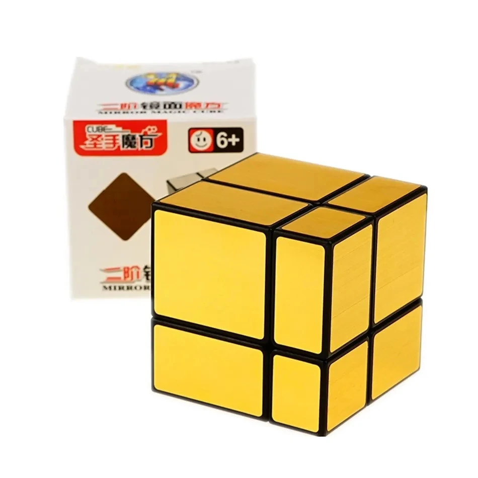 Shengshou ลูกบาศก์กระจกวิเศษ2x2x2, ลูกบาศก์ปริศนาความเร็ว5.7ซม. 2x2ลูกบาศก์มาจิโครสติกเกอร์เรียนรู้เพื่อเด็ก