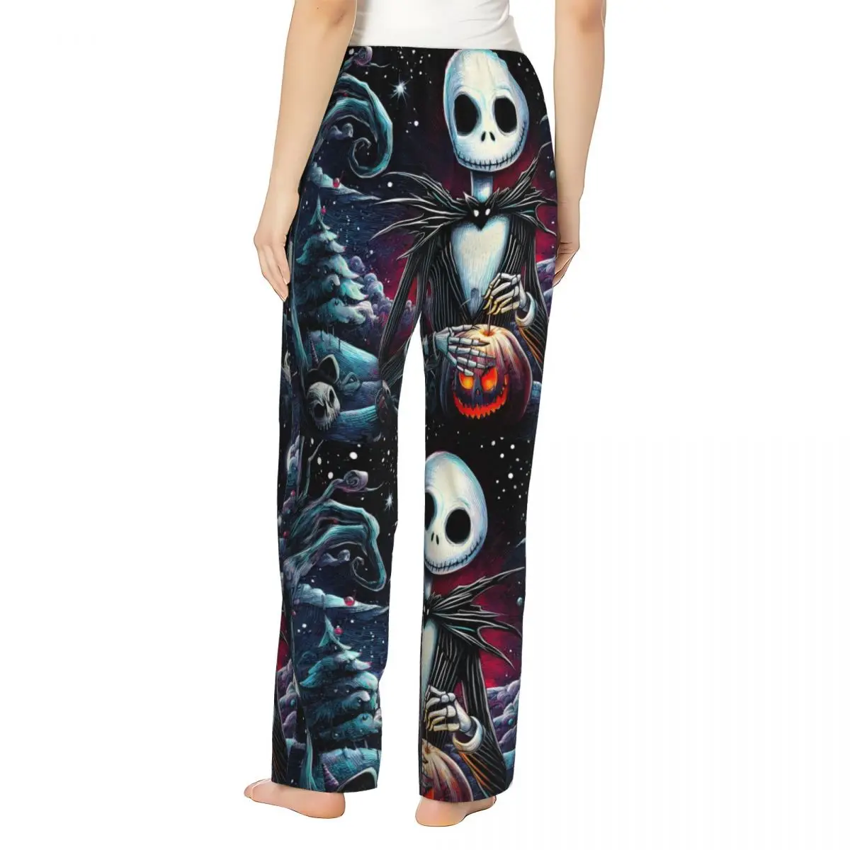 Custom Nightmare Before Christmas Pajama Pants Womens Jack Skellington Art Sleepwear Lounge Sleep Bottoms Stretch with Pockets