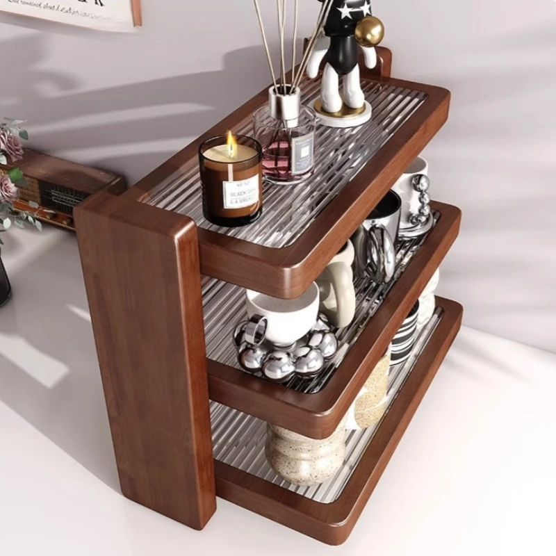 

Stable Solid wood rack Desktop multi-layer storage rack Light luxury water cup holder Office desktop coffee corner layered rack