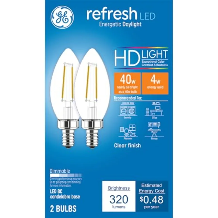 

Светодиодные лампы-свечи Refresh, 40 Вт, дневной свет, прозрачные, декоративные, B11, маленький цоколь, 8 штук в упаковке