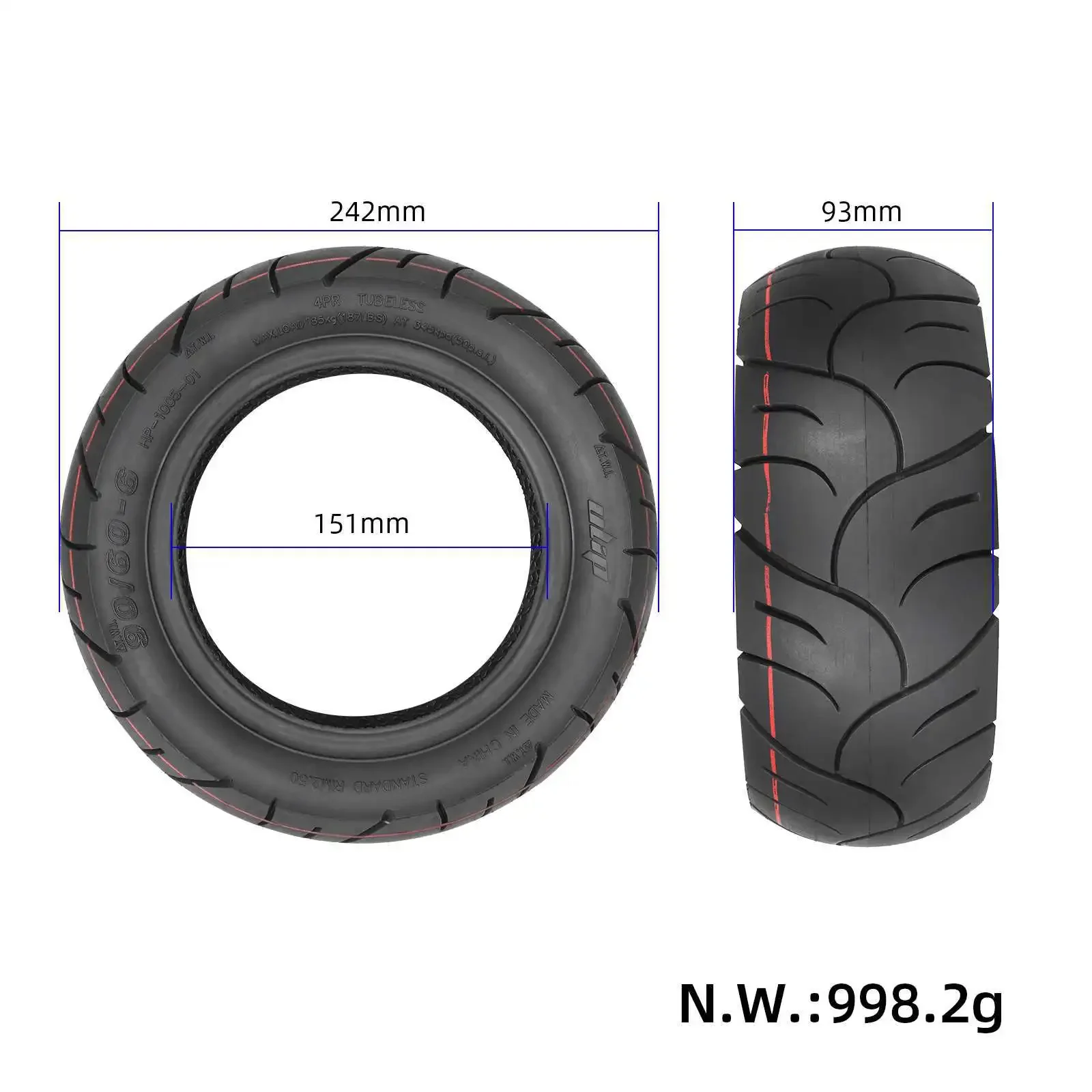 

Electric Scooter 90/60-6 Vacuum Tire 10 Inch Tubeless Modified Thickened and Raised Tire