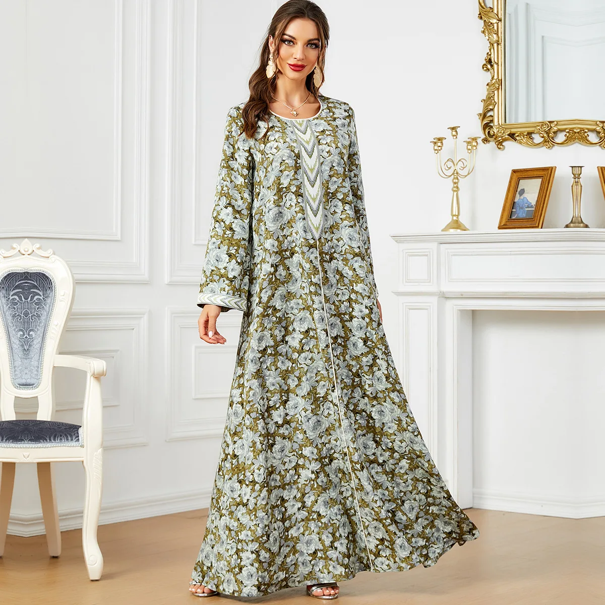 

Eid Muslim Print Dress for Women Abaya Ramadan Jalabiya Long Dresses Abayas Woman Turkey Maxi Robe Moroccan Caftan Vestidos 2024