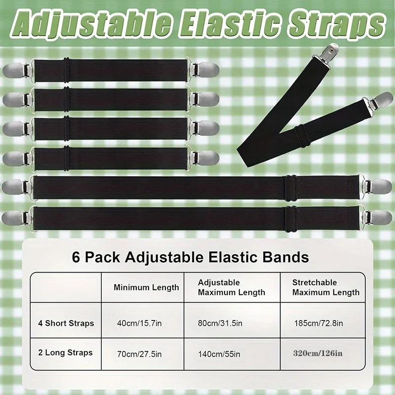 Adjustable Invisible Tablecloth Clips Multifunctional Elastic Band Organizer Kit for Thick Tables Benches