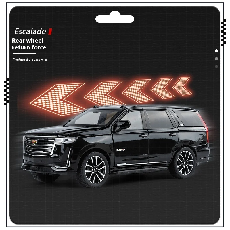 1:24 Cadillac Escalade SUV Alloy Car Diecast Metal Model Sound & Light Desktop Collection Decorative Gift Boys Display Ornament