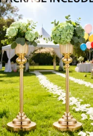Metal Wedding Centerpieces Vase, Metal Trumpet Vase, Road Lead for Wedding Party Dinner Centerpiece Event for Anniversary Ceremo