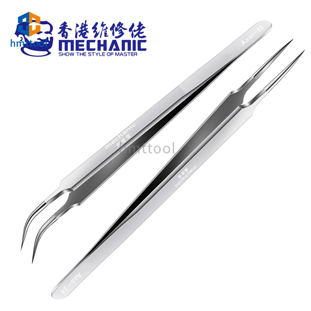 MECHANIC Aaa-14 Aaa-15 Stainless Steel Ultra Fine High Hardness Tenacity Durable Tweezers for SMD PCB BGA Motherboard Repair