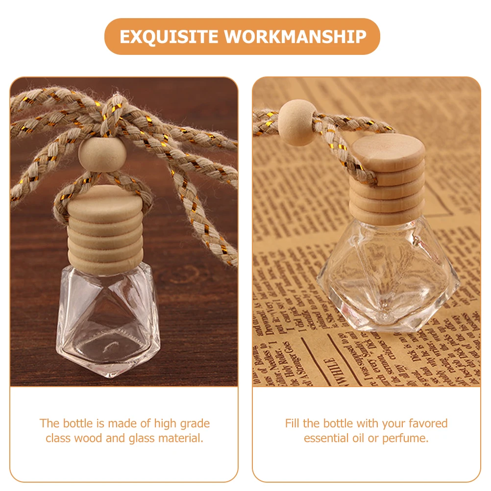 

5 Pcs Perfume Bottle Scent Car Diffusers Essential Oils Wooden Fragrance Decorative Hanging Reusable Small Compact Aroma