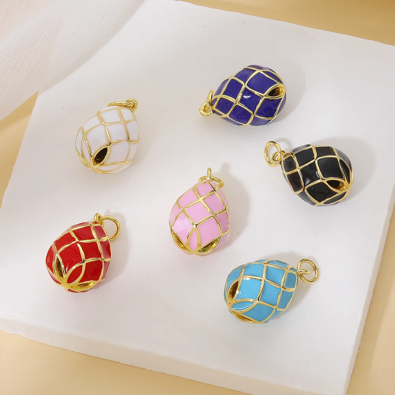 

Handmade 18k Gold Plated Charms for Jewelry Making Supplies Oval Diy Necklace Charms Fashion Pendants Copper Accessories CZ