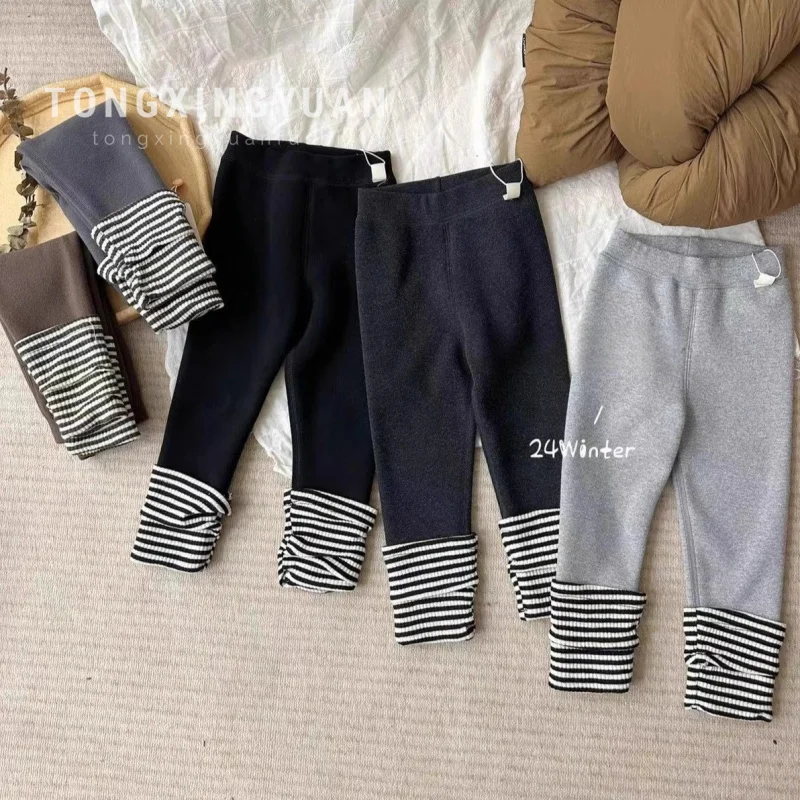 

Girls' Leggings Autumn and Winter Girls' Winter Wear Padded Fleece Trousers Outerwear Baby Thermal Pants Children's Fashion