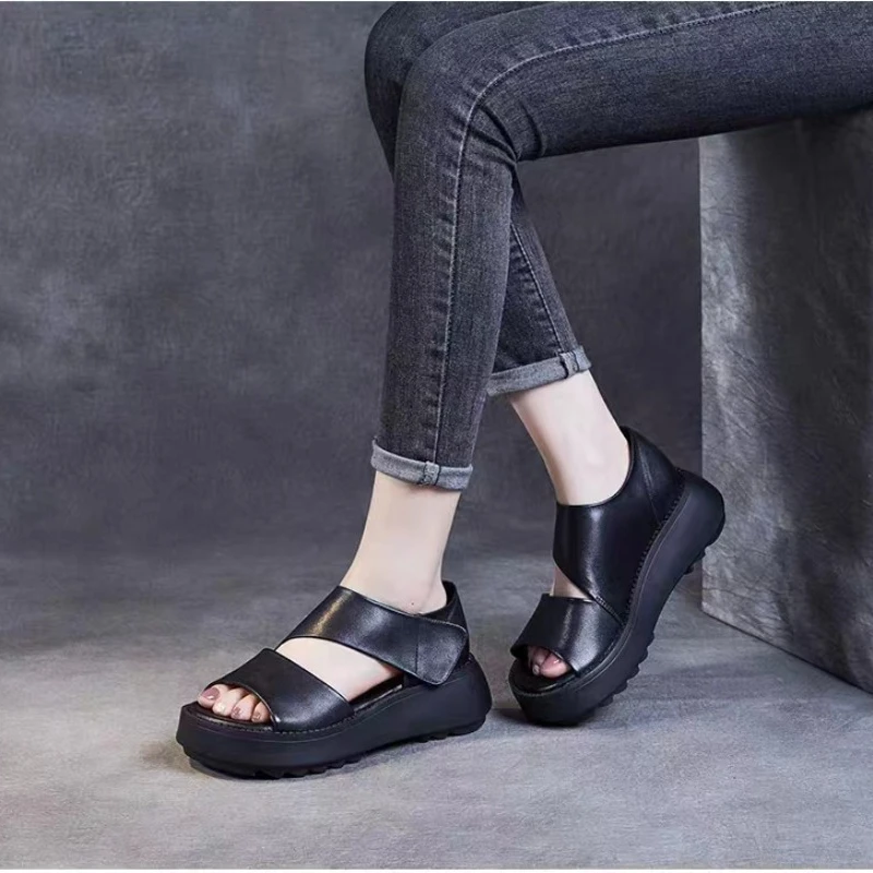 2024 Summer New Versatile and Breathable Retro Roman Sandals Matsutake Thick Sole Sandals for Women