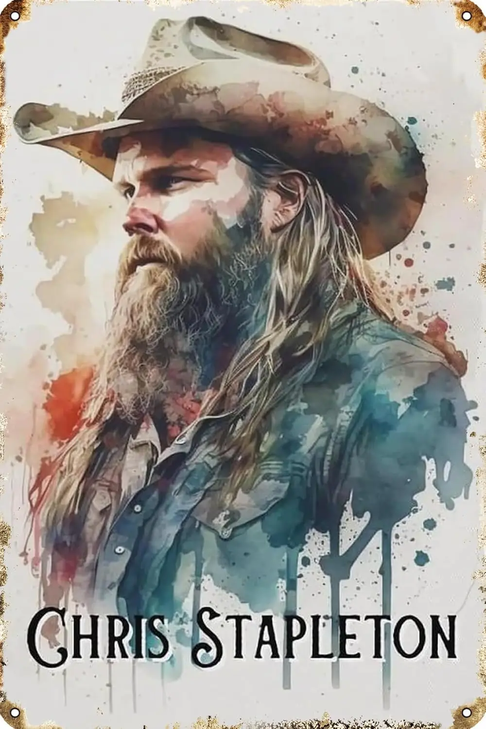 Chris Stapleton Poster Retro Metal Tin Sign 12 X 8 Inch Home Cafe Bar Man Cave Wall Decor