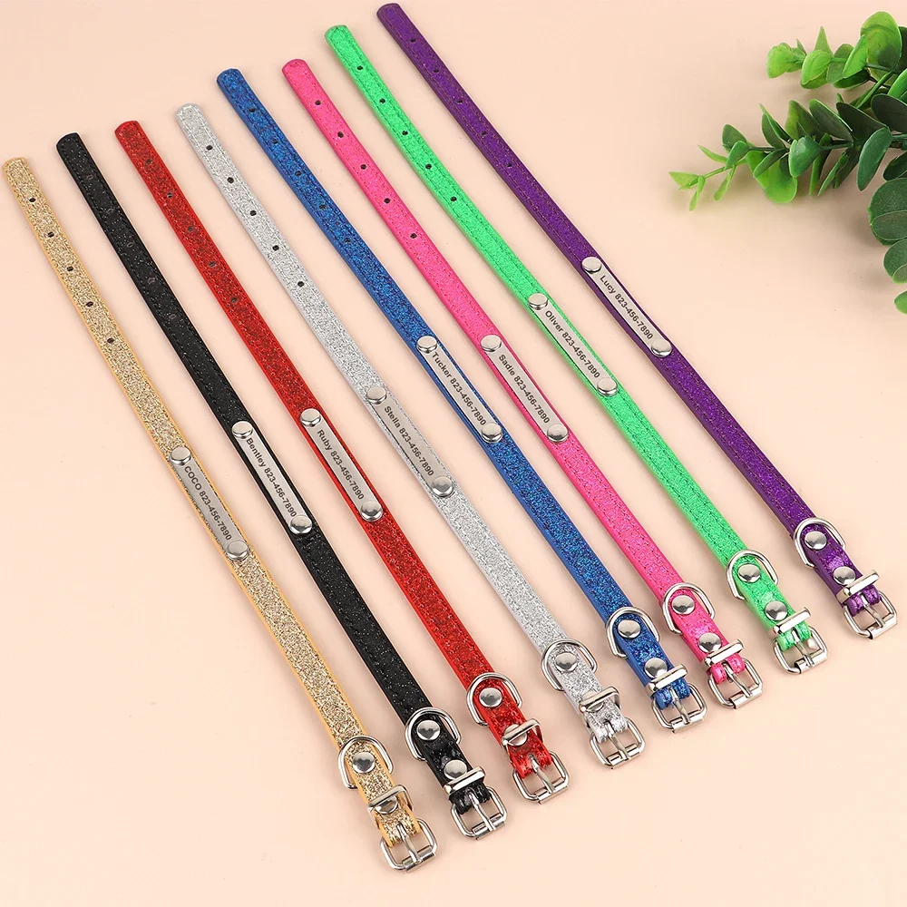 مخصص القط طوق بلينغ الجلود الحيوانات الأليفة القط الياقات شخصية منحوتة هريرة الكلاب الصغيرة جرو قلادة مع لوحة الهوية محفورة