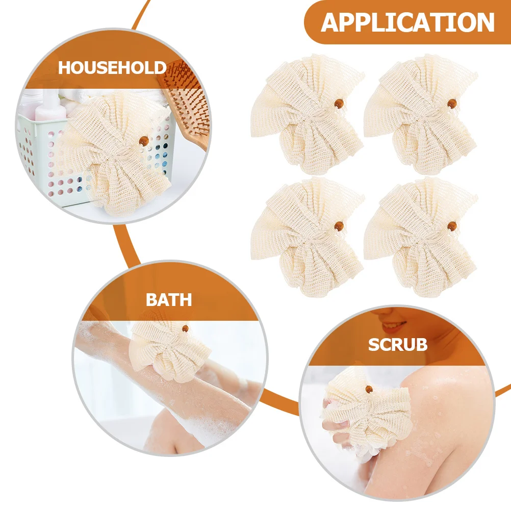 

4pcs Bath Puff Loofah Sponge For Kids Exfoliating Shower Scrubber Soft Skin Cleaning Bath Ball Baby Safe Body Wash Tool