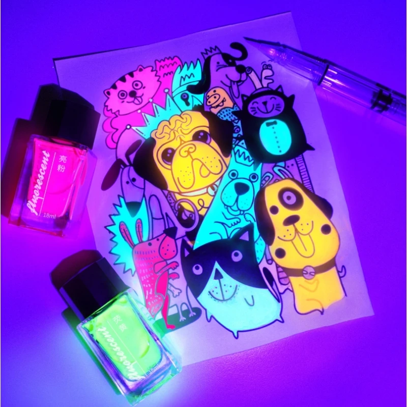 18 مللي/50 مللي حبر غير مرئي حبر فلورسنت عالي السطوع آمن وغير سام لعبة فك تشفير الرسم على الجدران