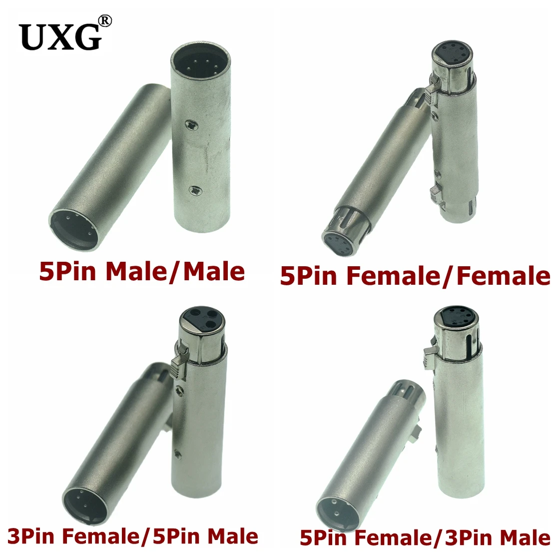 3 Pin XLR To 5Pin DMX Metal Cased Converter Audio Lighting Adapter 3 Pin Male To 5 Pin Female/3 Pin Female To 5 Pin Male Connect