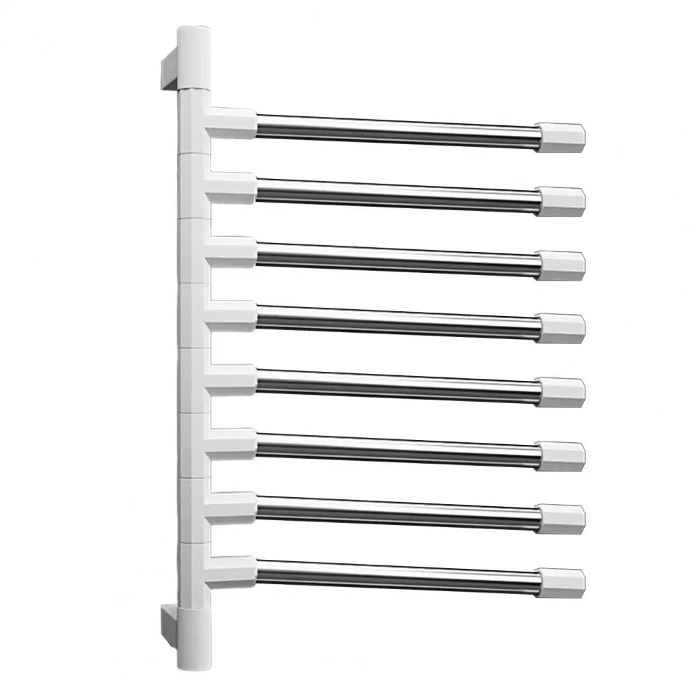 Rust-resistant Towel Bar Bathroom Towel Rack with 180-degree Rotating Bars Punch-free Easy Installation Multi-layer for Towels