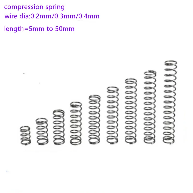 20pcs wire diameter 0.2mm 0.3mm 0.4mm Stainless Steel Compression Spring 304 SUS Compressed Spring  Y-Type Rotor Return Spring